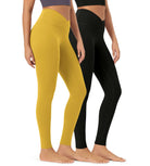 2 Pack 28" Odcloud Buttery Soft Cross Waist Yoga Leggings Black+mango Mint - ododos