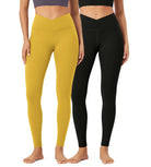 2 Pack 28" Odcloud Buttery Soft Cross Waist Yoga Leggings - ododos