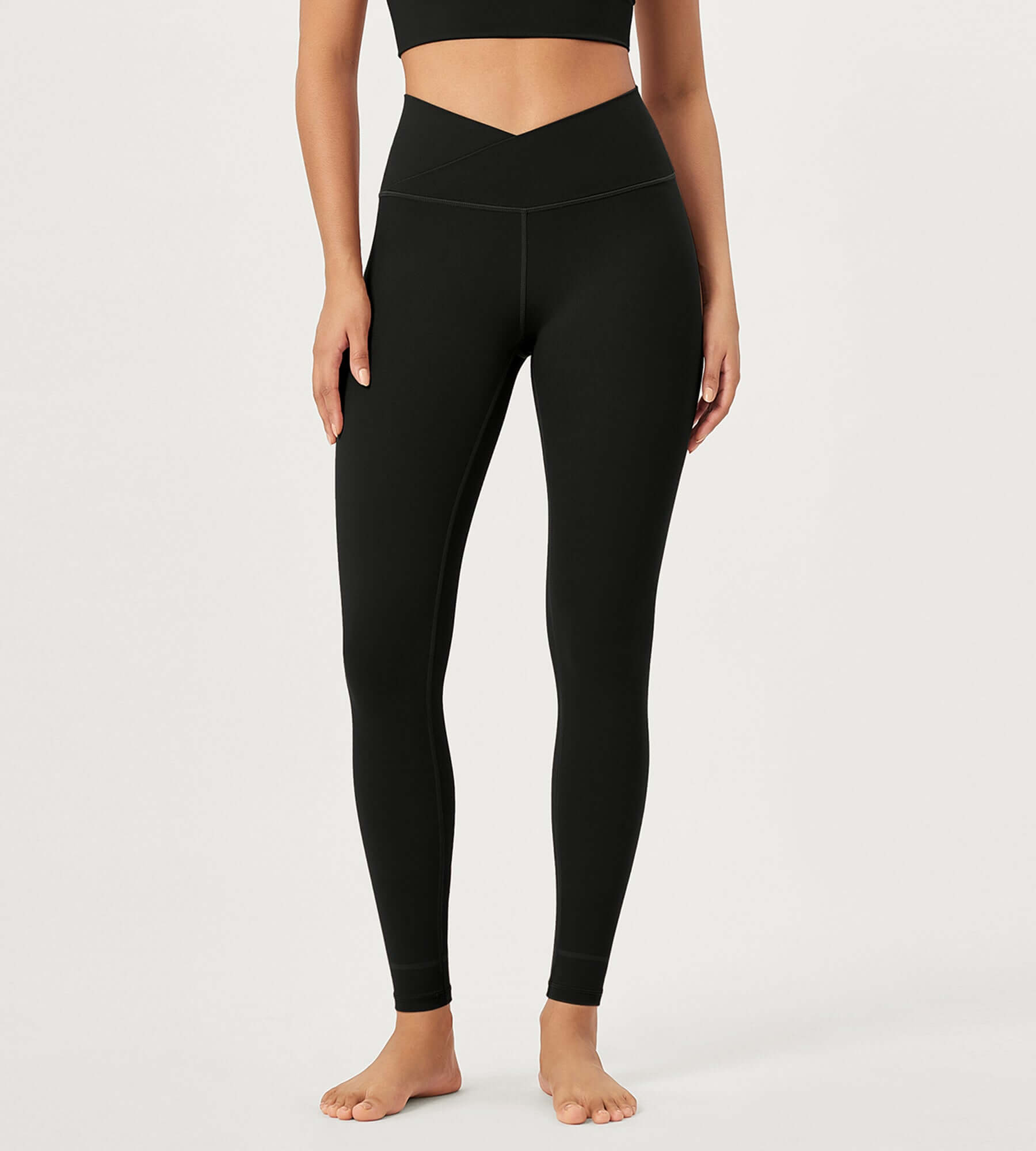 28" Buttery Soft Cross Waist Lounge Yoga Leggings Black - ododos