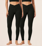 2 Pack 28" Odcloud Buttery Soft Cross Waist Yoga Leggings - ododos