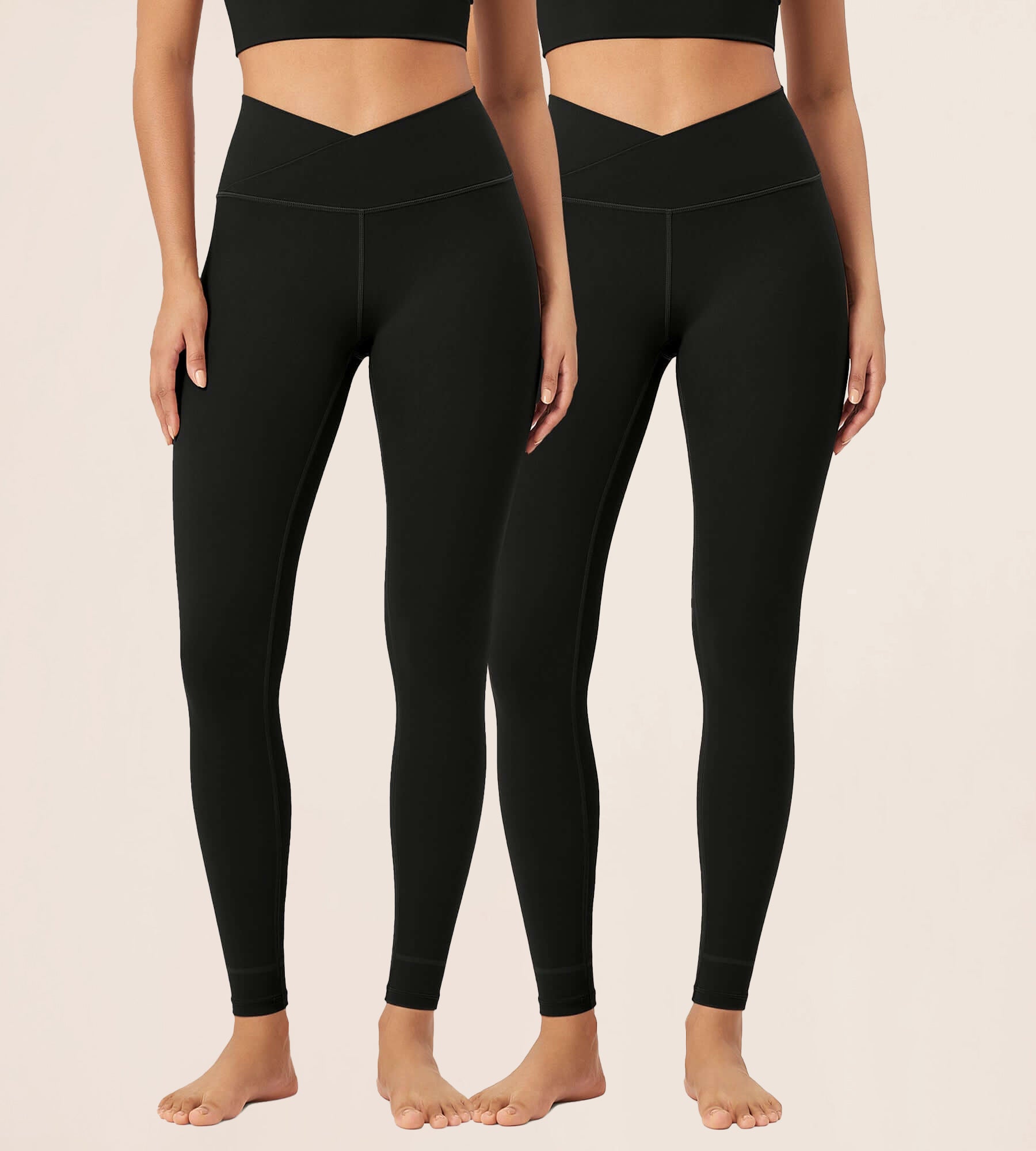 2 Pack 28" Odcloud Buttery Soft Cross Waist Yoga Leggings - ododos