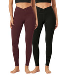 2 Pack 28" Odcloud Buttery Soft Cross Waist Yoga Leggings - ododos