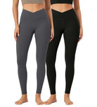 2 Pack 28" Odcloud Buttery Soft Cross Waist Yoga Leggings - ododos