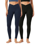 2 Pack 28" Odcloud Buttery Soft Cross Waist Yoga Leggings - ododos