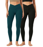 2 Pack 28" Odcloud Buttery Soft Cross Waist Yoga Leggings - ododos