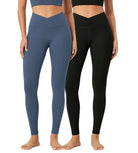 2 Pack 28" Odcloud Buttery Soft Cross Waist Yoga Leggings - ododos