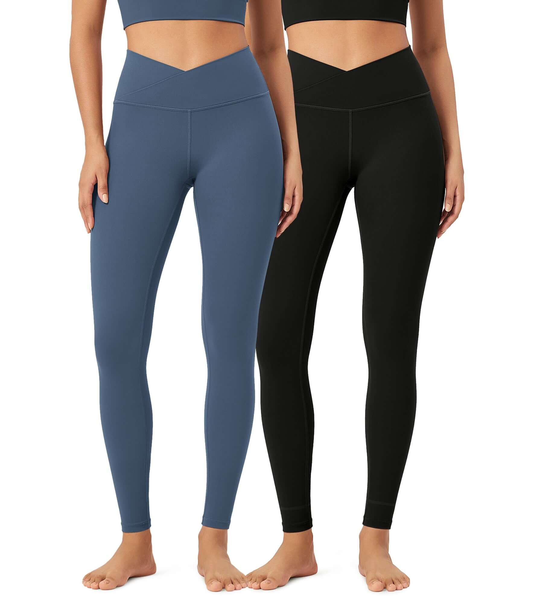 2 Pack 28" Odcloud Buttery Soft Cross Waist Yoga Leggings - ododos