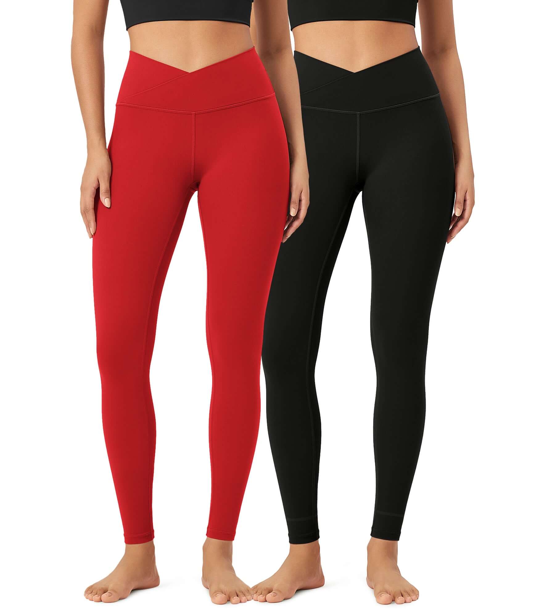 2 Pack 28" Odcloud Buttery Soft Cross Waist Yoga Leggings - ododos