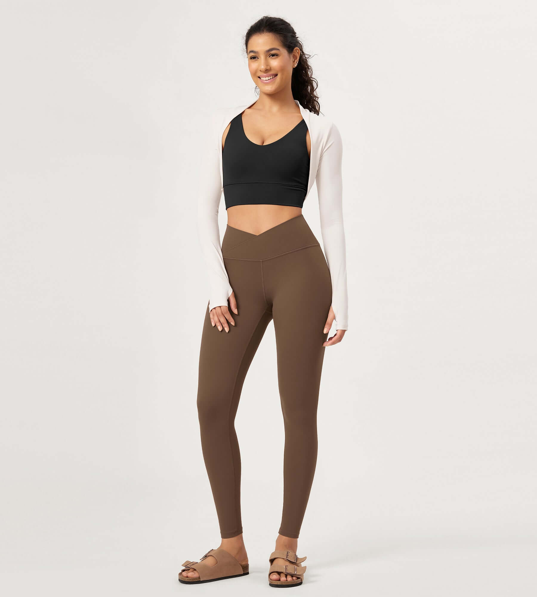 28" Buttery Soft Cross Waist Lounge Yoga Leggings - ododos