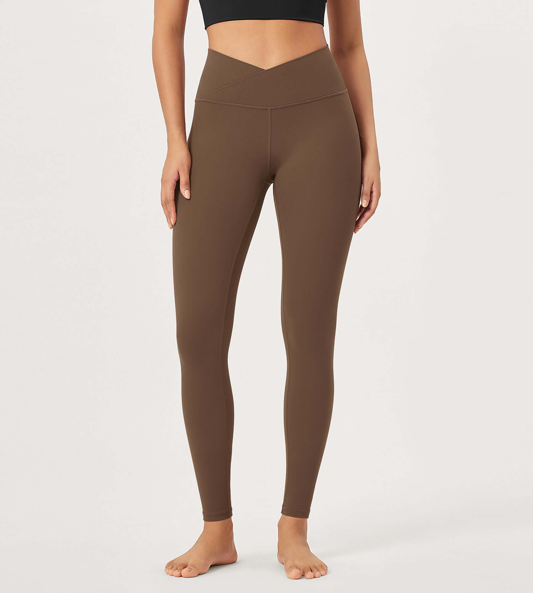 28 Buttery Soft Cross Waist Lounge Yoga Leggings Brunette - ododos