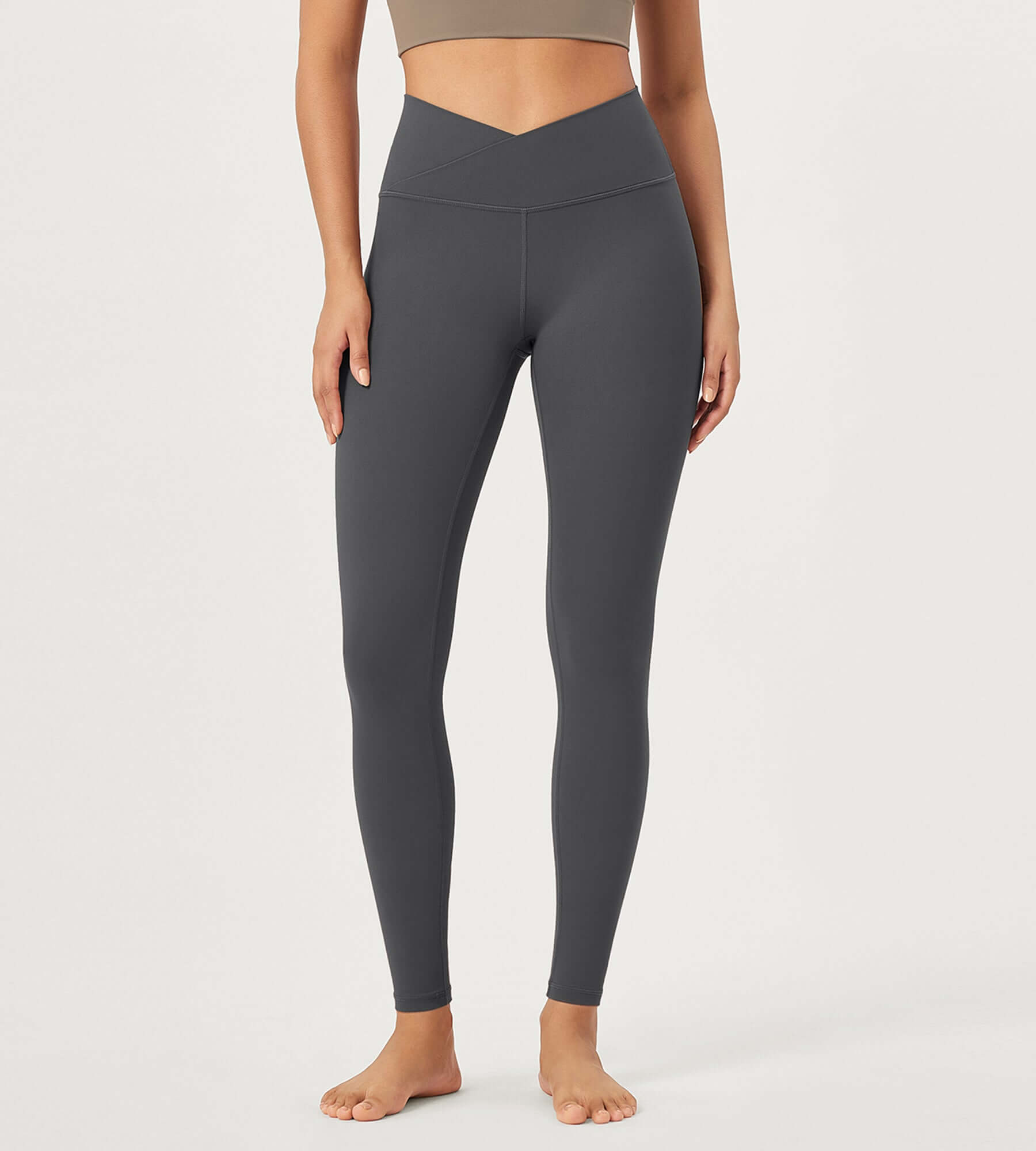 28 Buttery Soft Cross Waist Lounge Yoga Leggings Charcoal - ododos