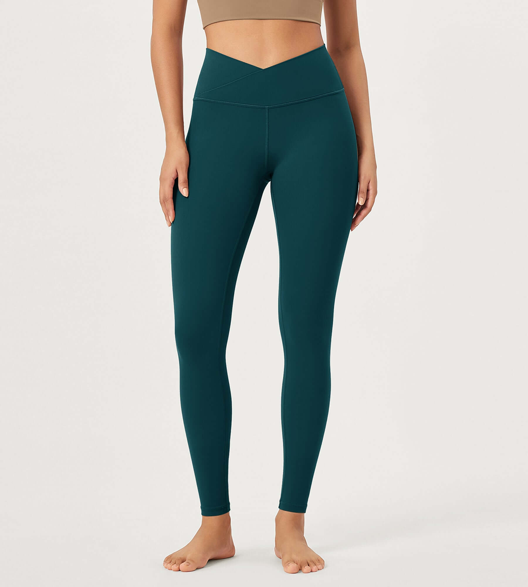 28 Buttery Soft Cross Waist Lounge Yoga Leggings Forest Teal - ododos