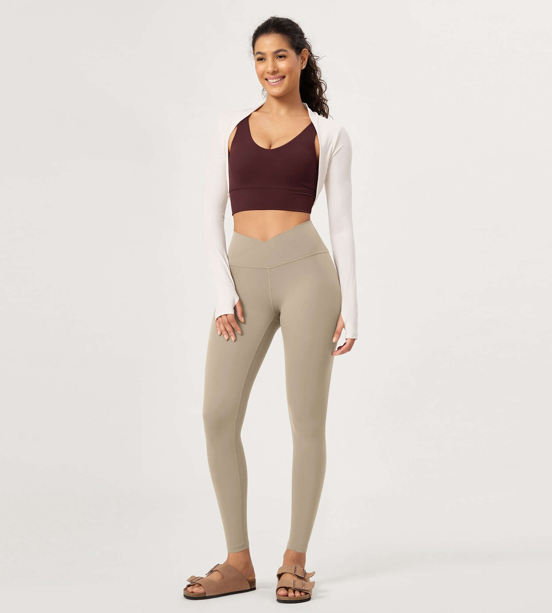 28" Buttery Soft Cross Waist Lounge Yoga Leggings - ododos