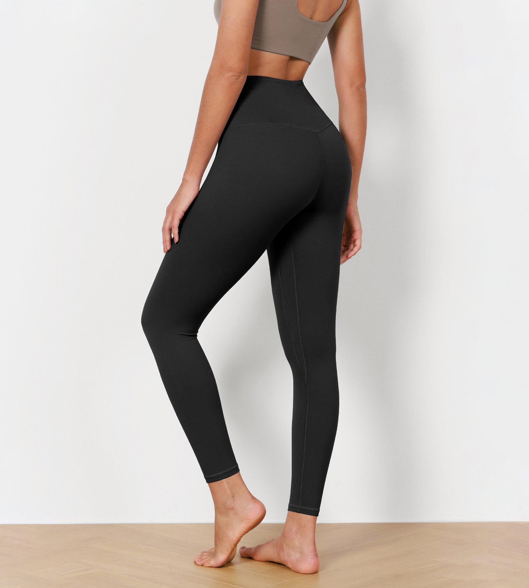 Black fashion high waisted running leggings