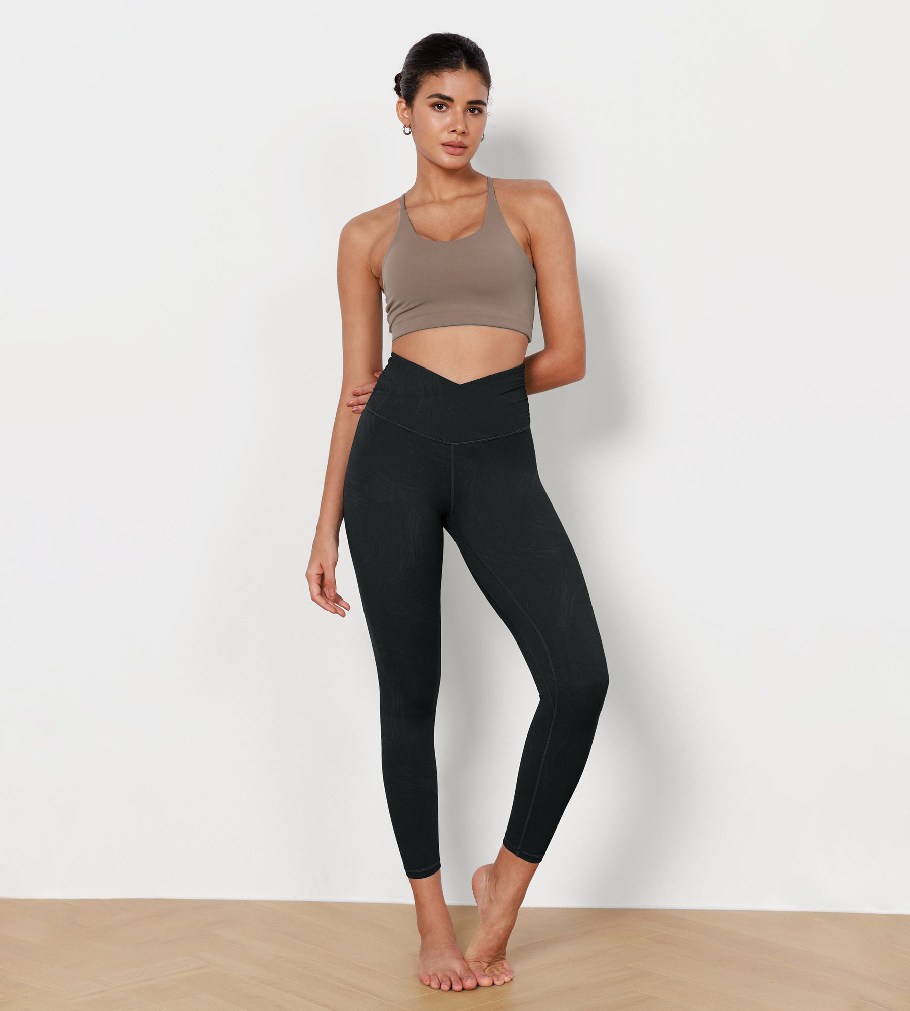 ODODOS Cross Waist Running Yoga Leggings