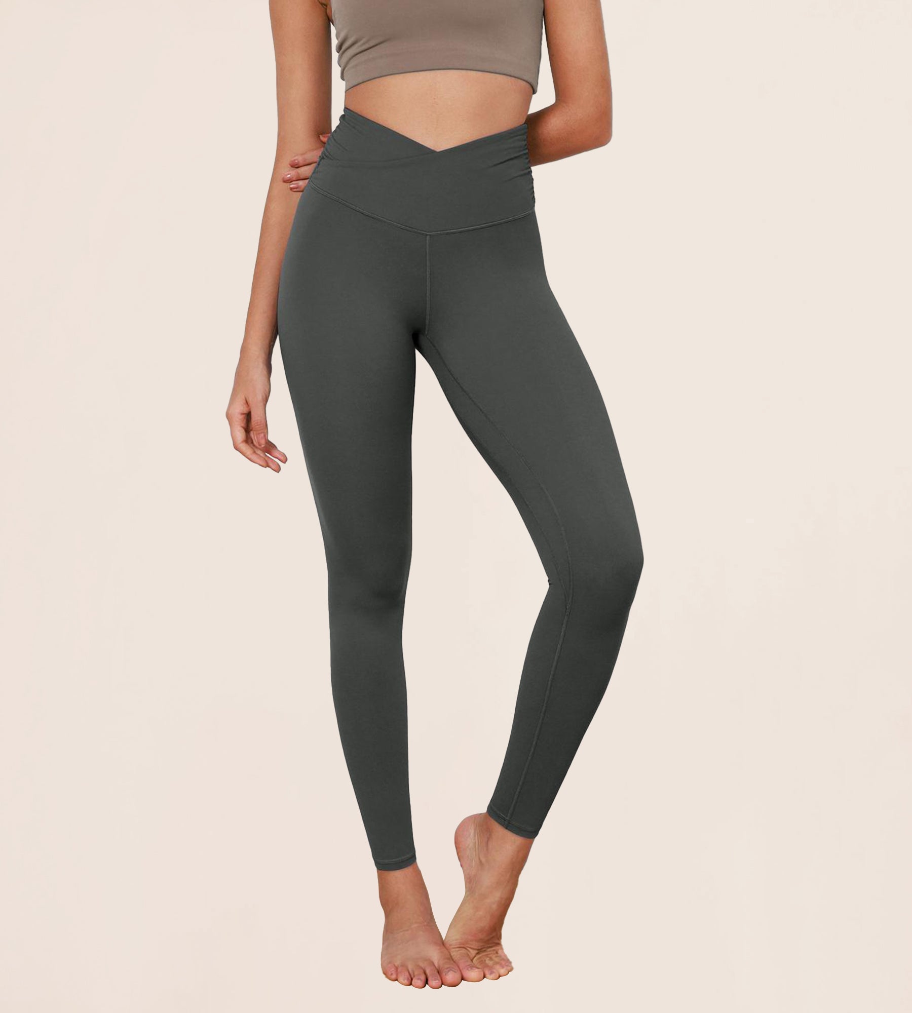 28" Cross Waist Sports Gym Yoga Leggings - ododos