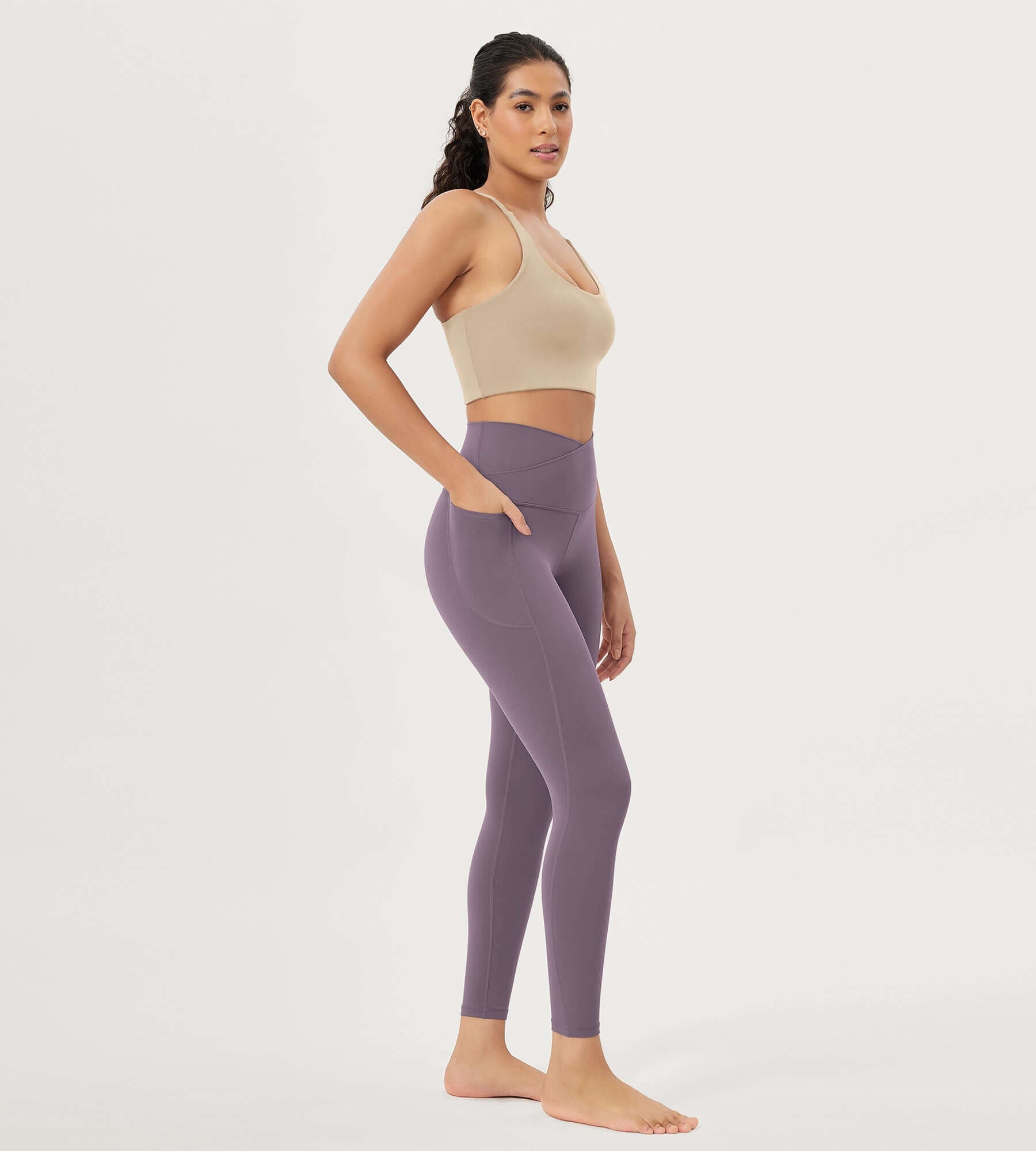 25"/28" Crossover 7/8 V High Wasit Lounge Leggings with Pockets - ododos