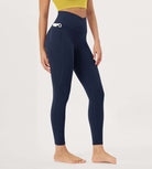 25"/28" Crossover 7/8 V High Wasit Lounge Leggings with Pockets 25" Inseam Navy - ododos