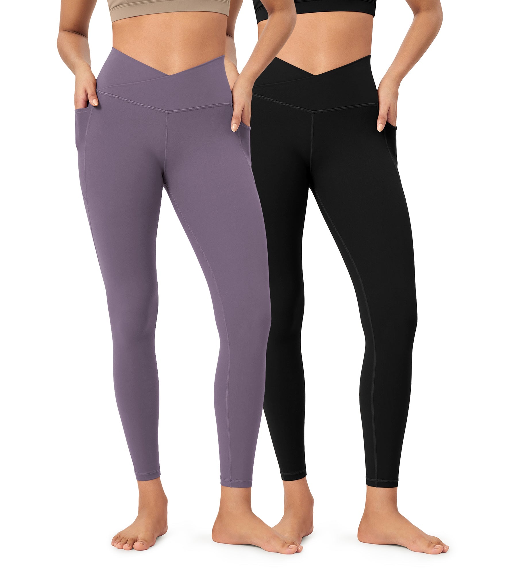 2-Pack 25 ODCLOUD Crossover Lounge Yoga Waist Leggings with Pockets - ododos