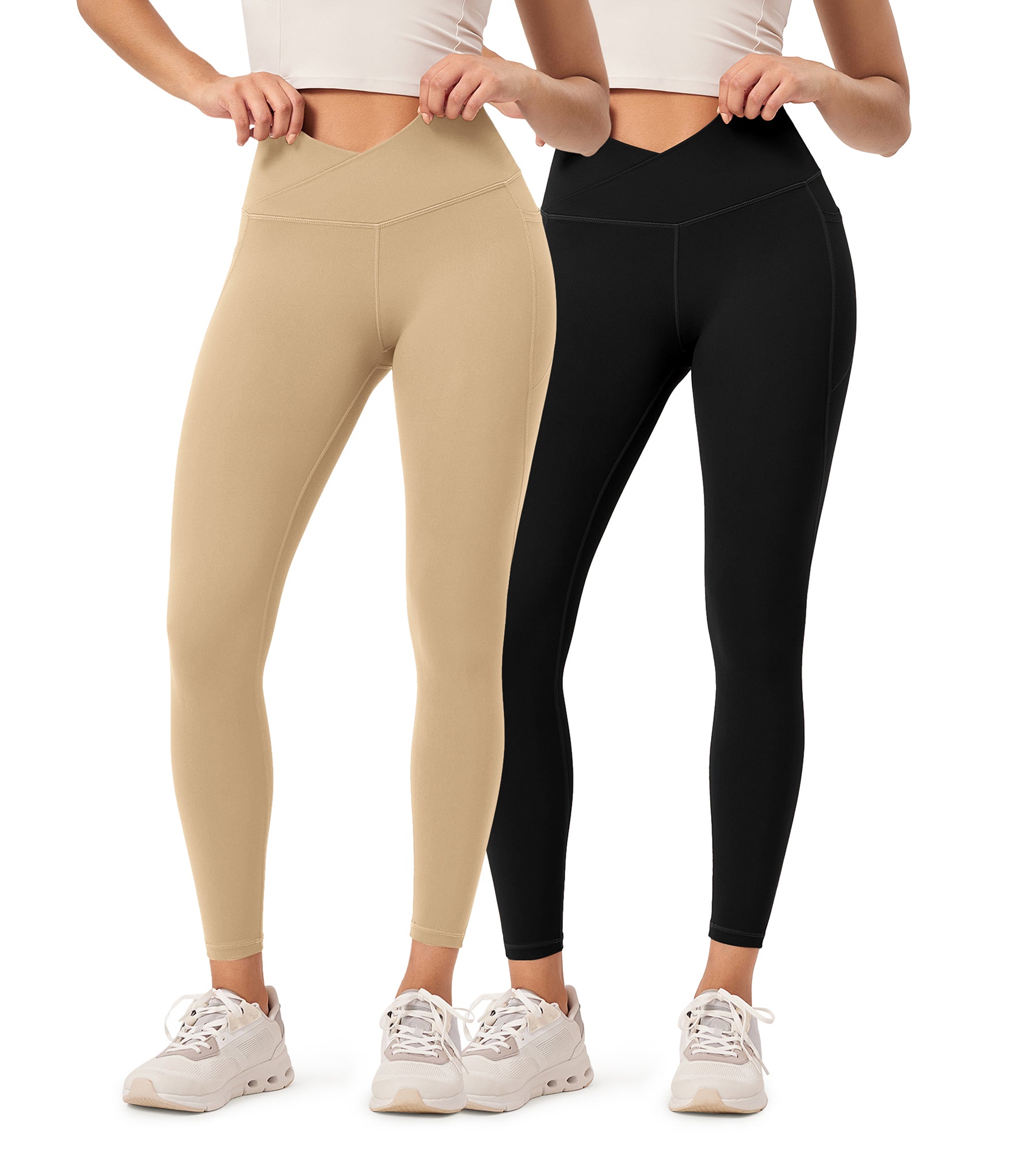 2-Pack 25" ODCLOUD Crossover Lounge Yoga Waist Leggings with Pockets - ododos