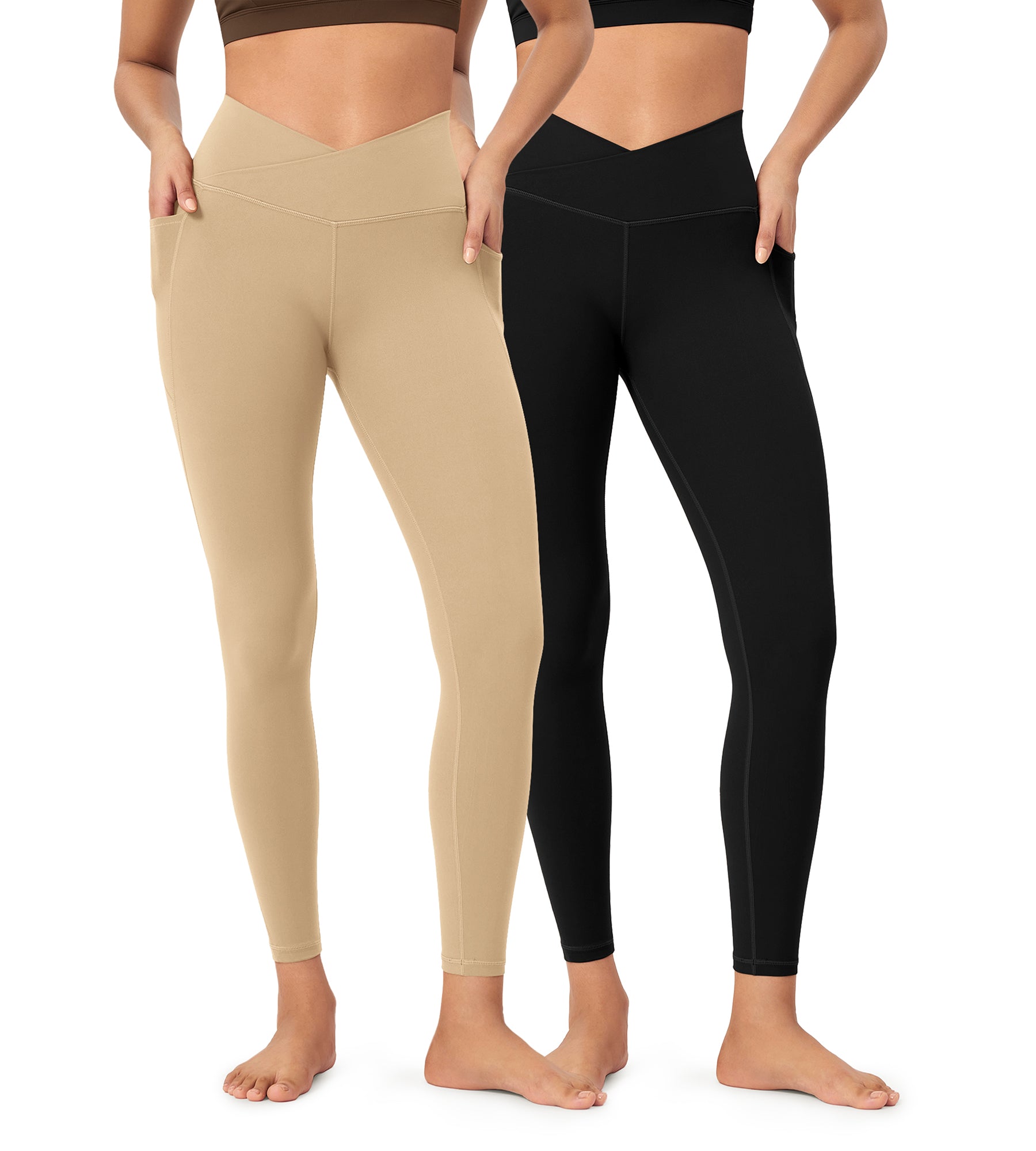 2-Pack 25" ODCLOUD Crossover Lounge Yoga Waist Leggings with Pockets - ododos