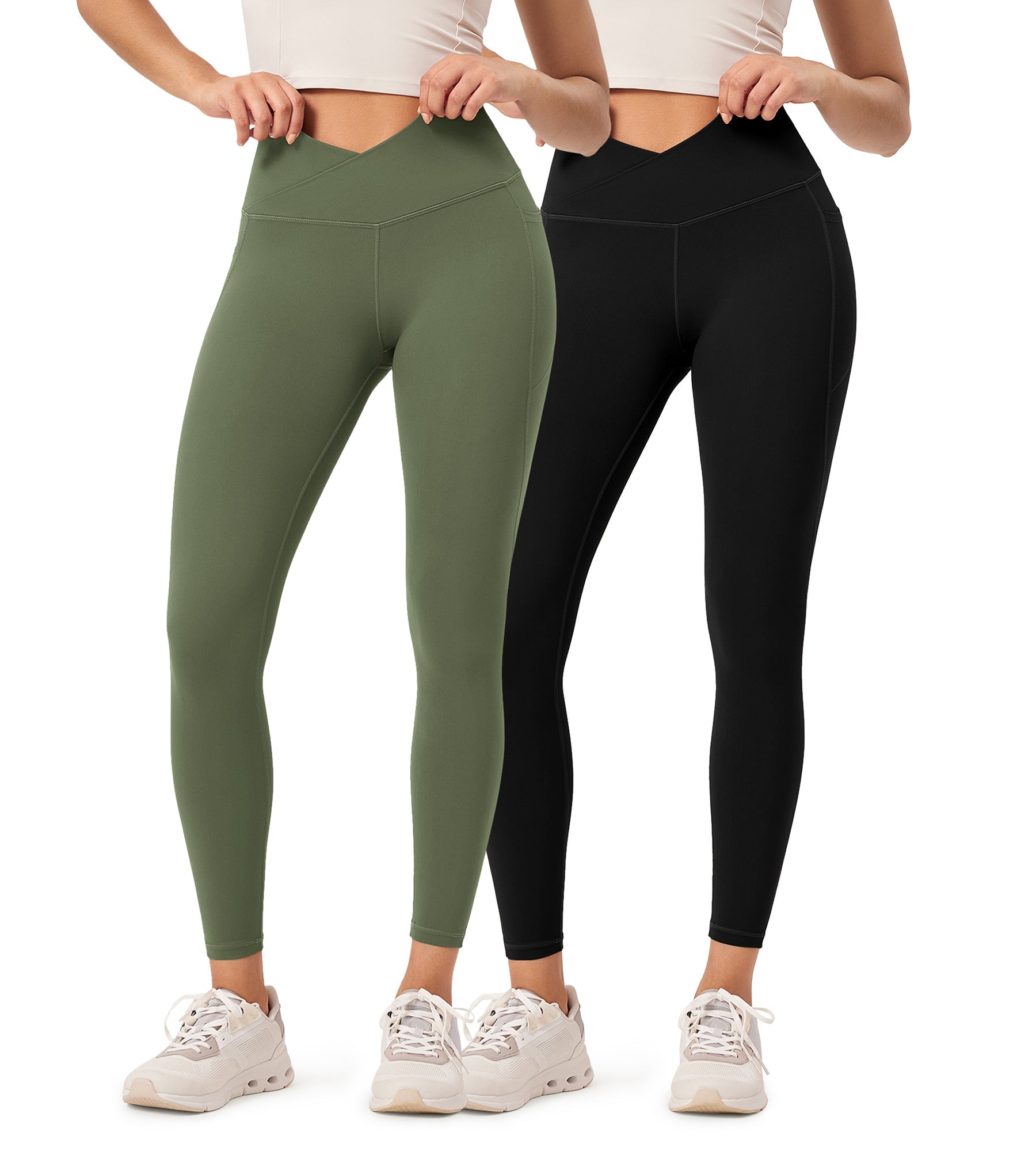 2-Pack 25 ODCLOUD Crossover Lounge Yoga Waist Leggings with Pockets - ododos