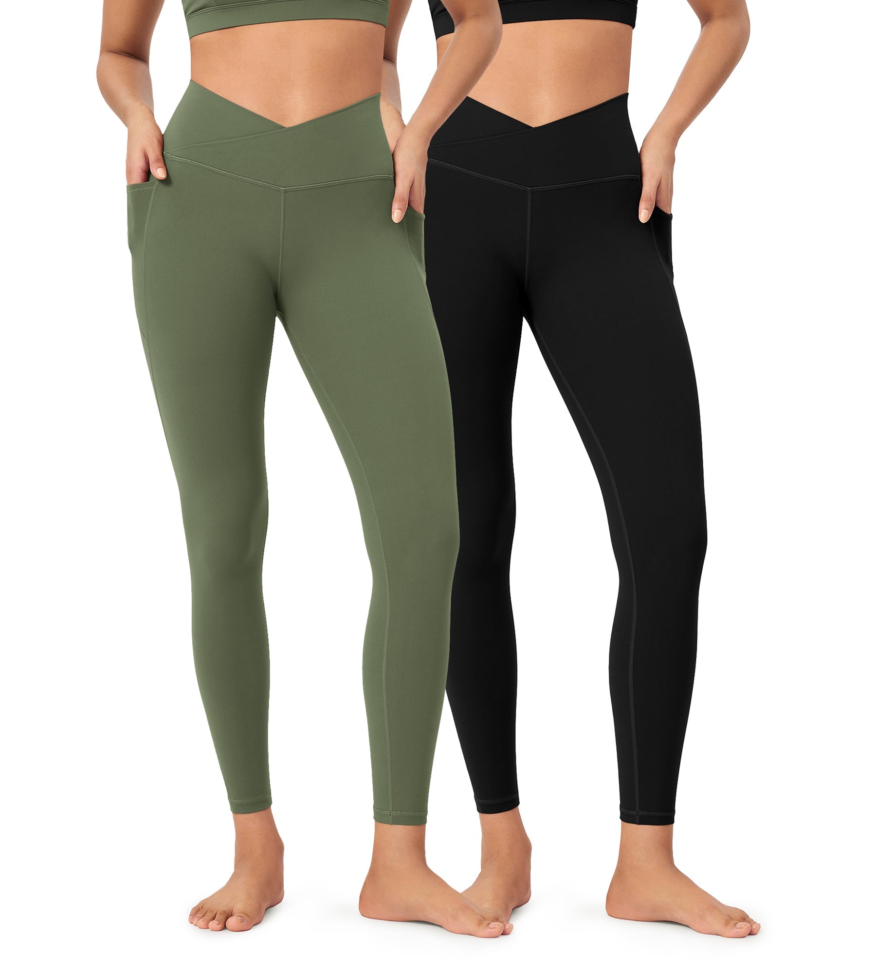 2-Pack 25 ODCLOUD Crossover Lounge Yoga Waist Leggings with Pockets - ododos
