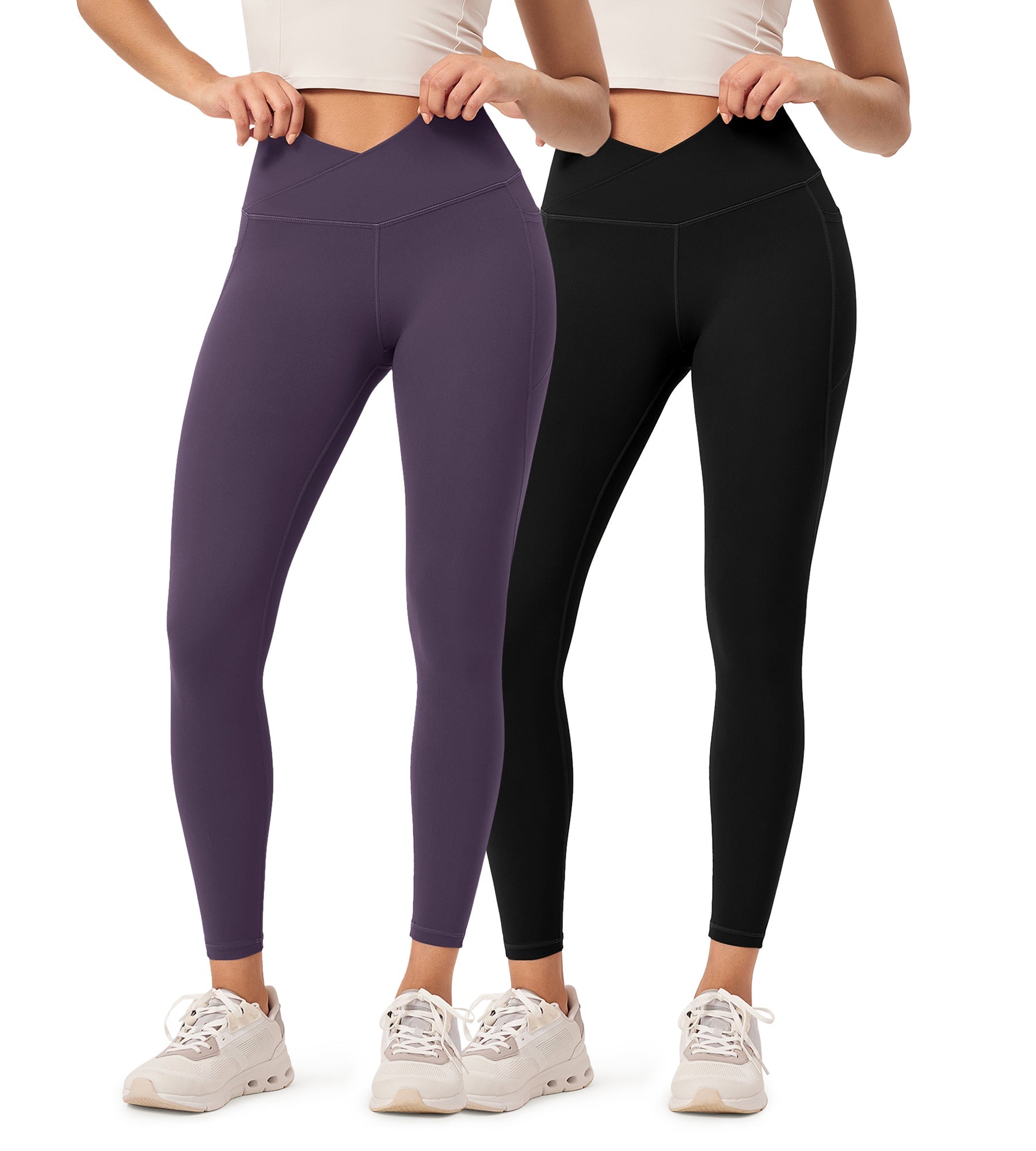 2-Pack 25 ODCLOUD Crossover Lounge Yoga Waist Leggings with Pockets - ododos