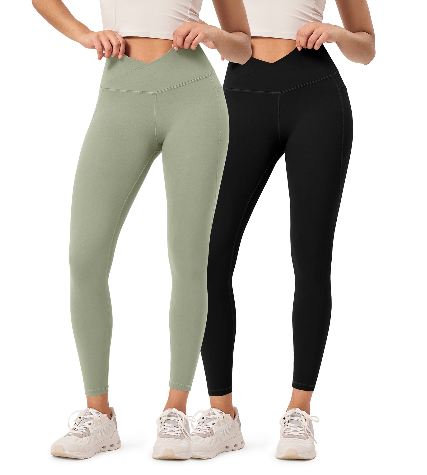 2-Pack 25 ODCLOUD Crossover Lounge Yoga Waist Leggings with Pockets - ododos