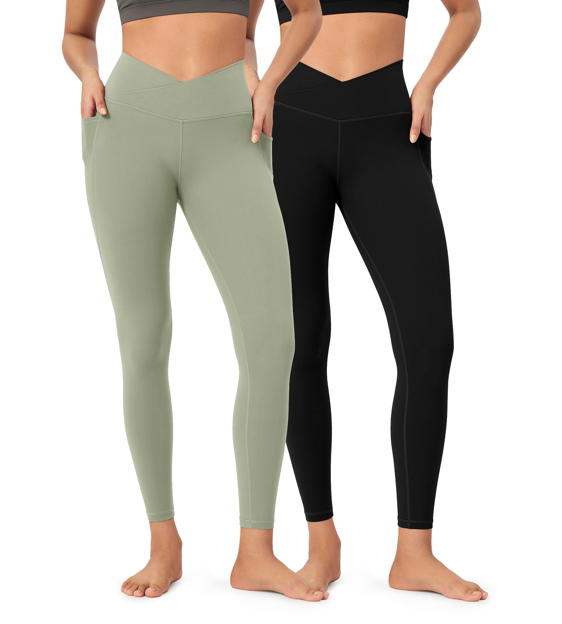 2-Pack 25 ODCLOUD Crossover Lounge Yoga Waist Leggings with Pockets - ododos