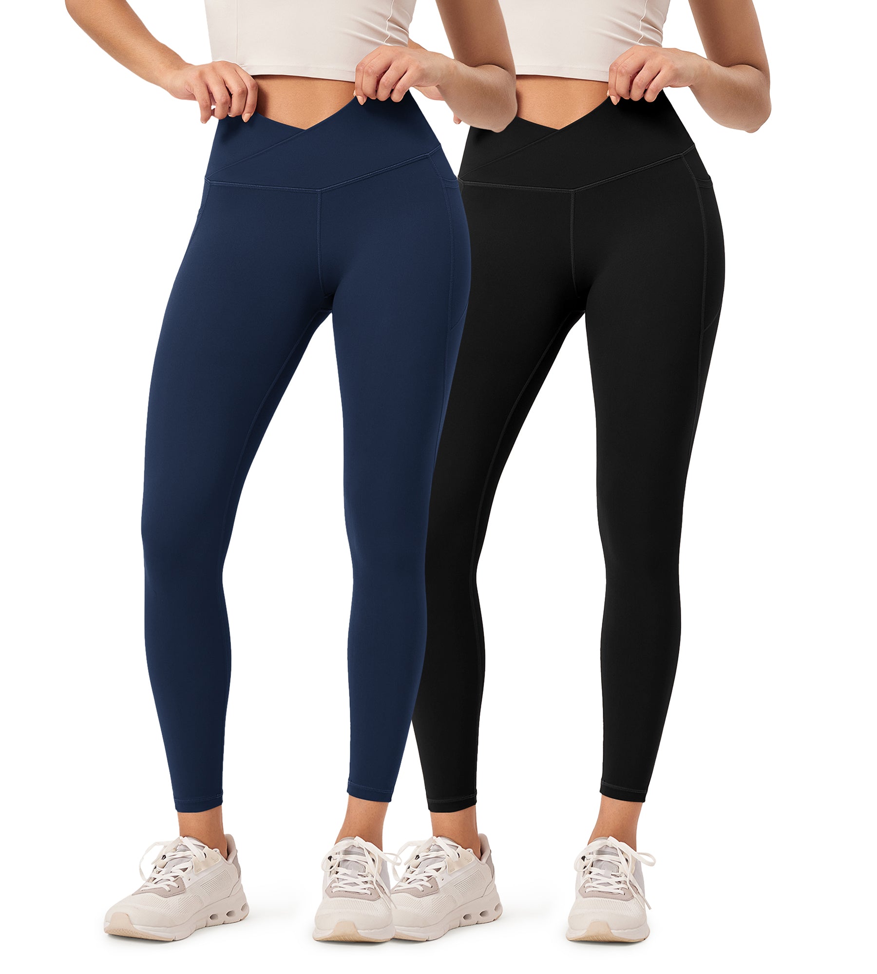 2-Pack 25" ODCLOUD Crossover Lounge Yoga Waist Leggings with Pockets - ododos