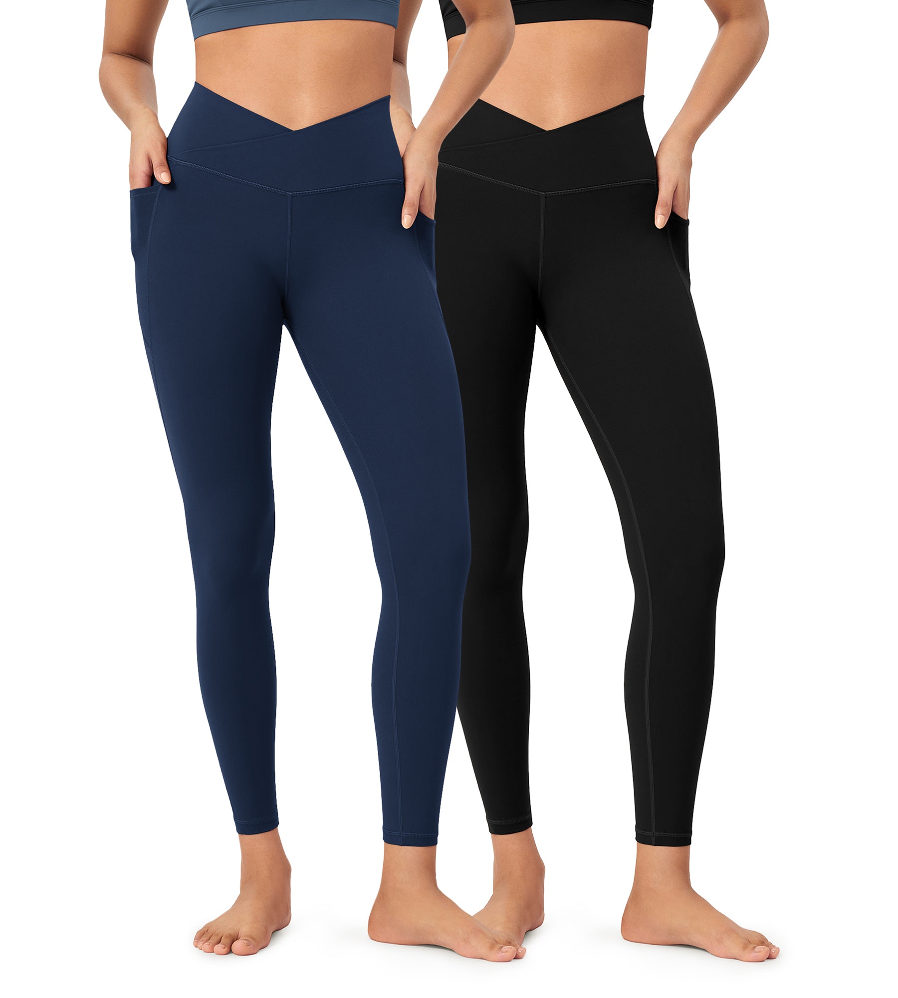 2-Pack 25" ODCLOUD Crossover Lounge Yoga Waist Leggings with Pockets - ododos