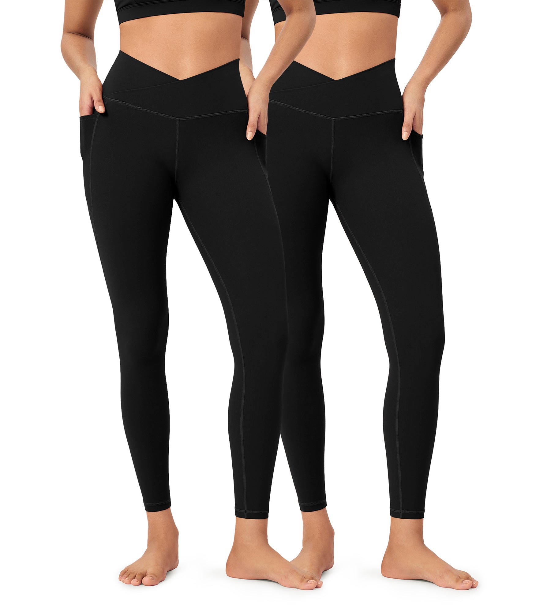 2-Pack 25" ODCLOUD Crossover Lounge Yoga Waist Leggings with Pockets - ododos