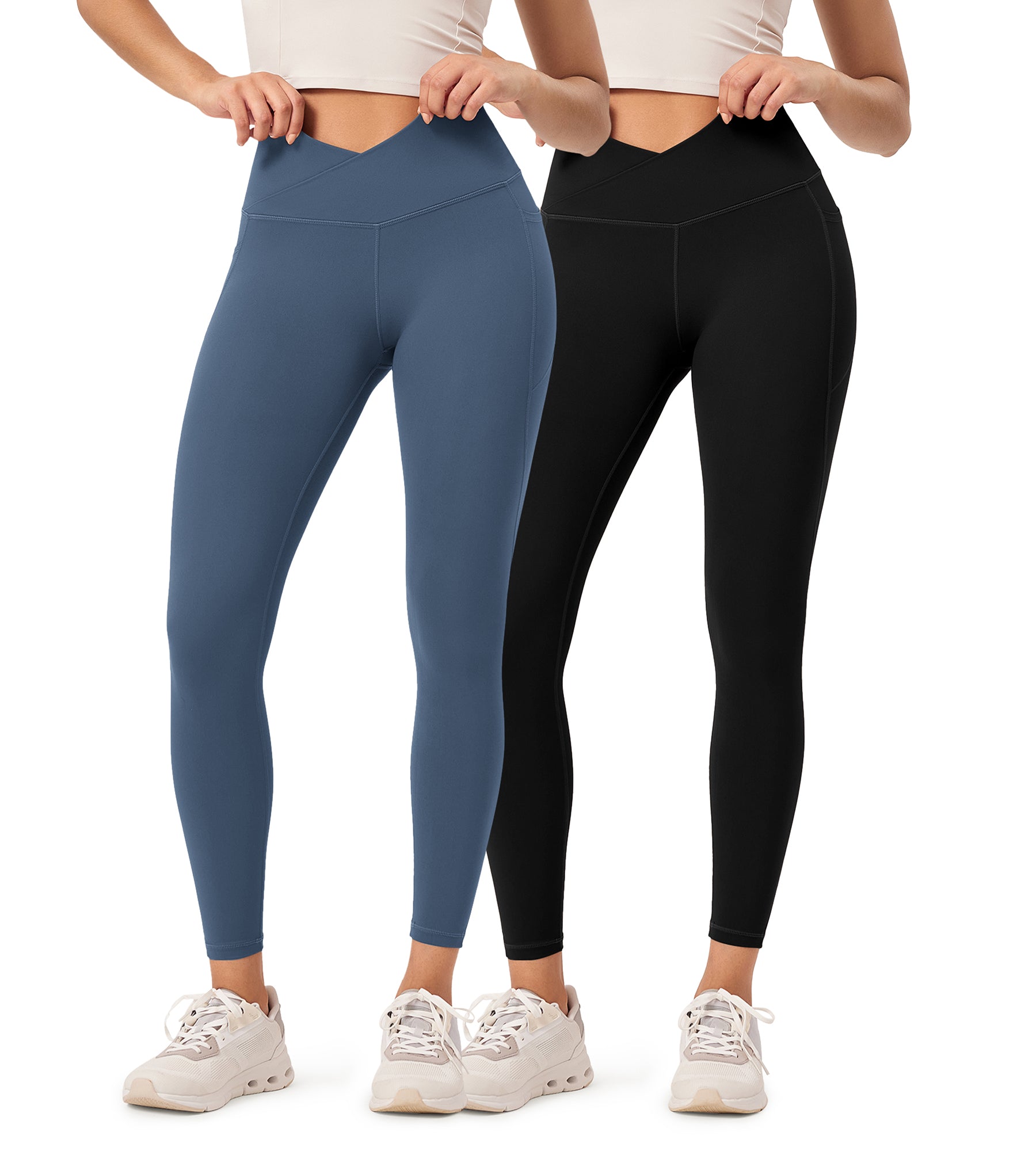 2-Pack 25" ODCLOUD Crossover Lounge Yoga Waist Leggings with Pockets - ododos