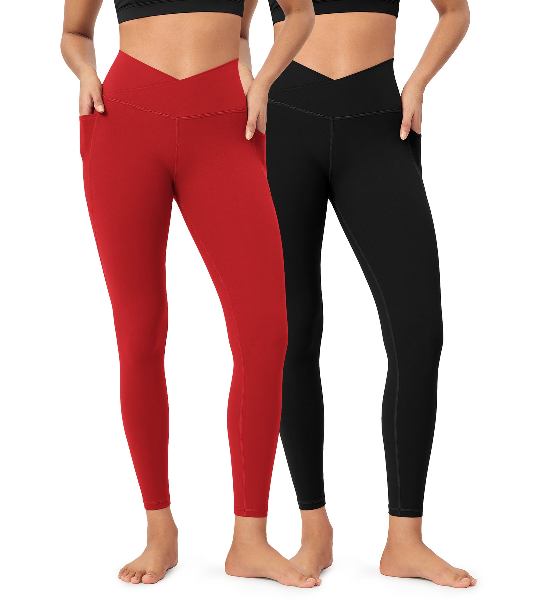 2-Pack 25" ODCLOUD Crossover Lounge Yoga Waist Leggings with Pockets - ododos