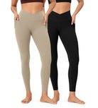 2-Pack 25" ODCLOUD Crossover Lounge Yoga Waist Leggings with Pockets - ododos