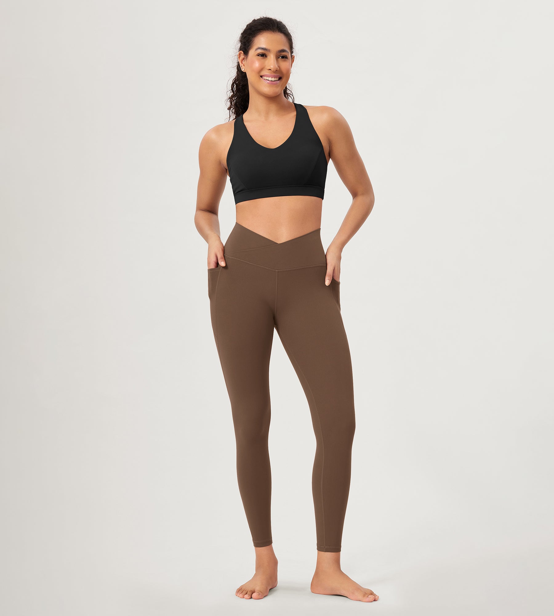 25 ODCLOUD Crossover Lounge Yoga Waist Leggings with Pockets - ododos