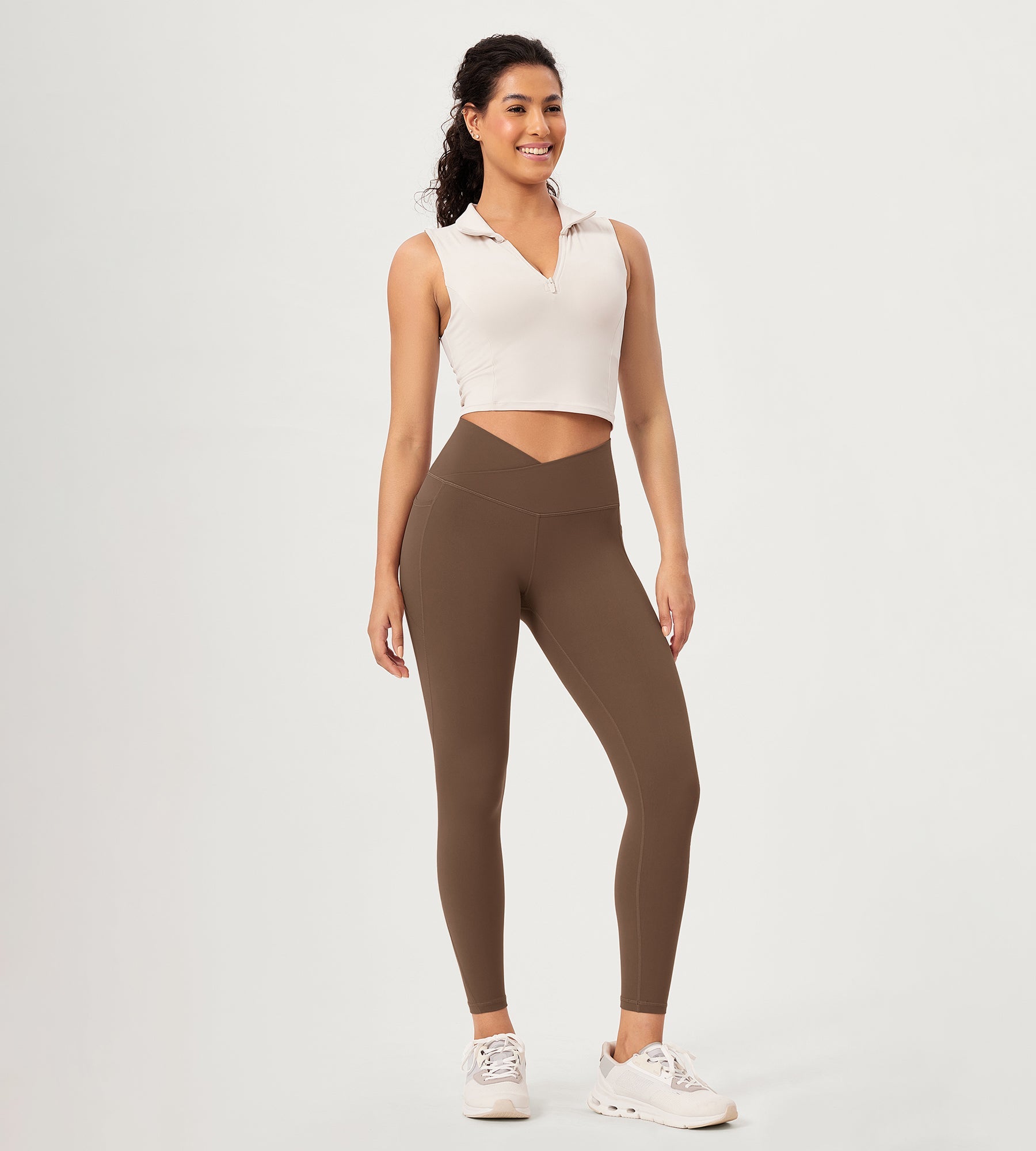 25 ODCLOUD Crossover Lounge Yoga Waist Leggings with Pockets - ododos