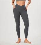 25" ODCLOUD Crossover Lounge Yoga Waist Leggings with Pockets Charcoal - ododos