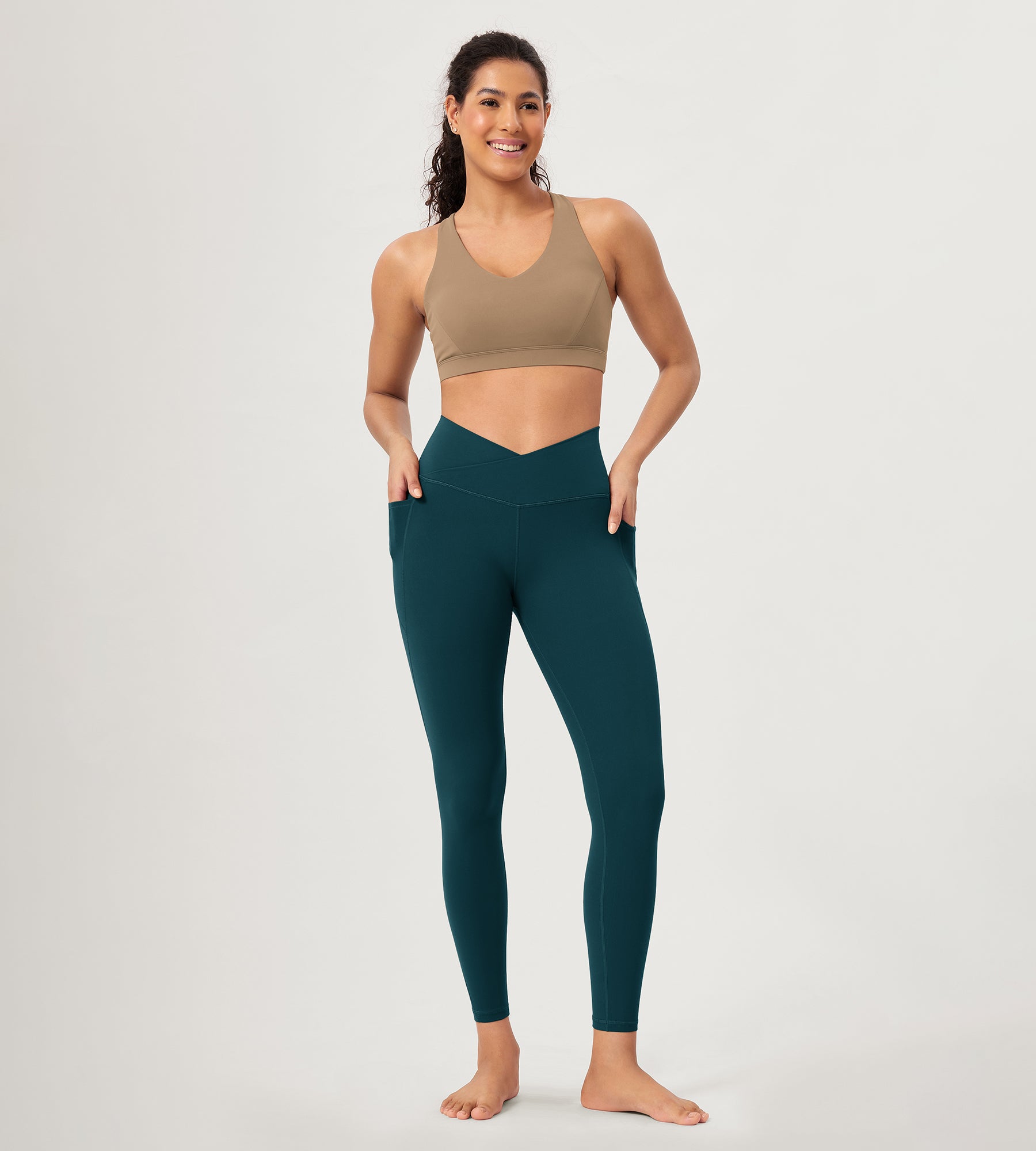 25" ODCLOUD Crossover Lounge Yoga Waist Leggings with Pockets - ododos