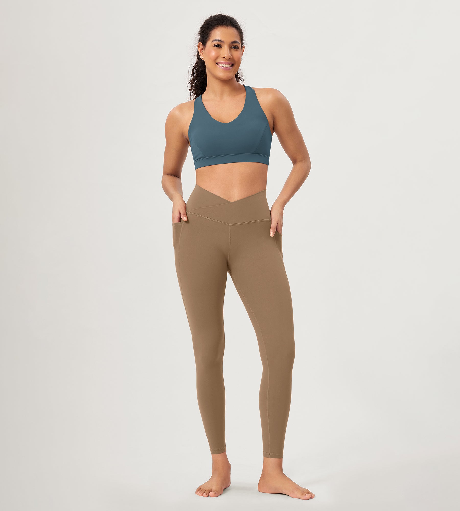 25 ODCLOUD Crossover Lounge Yoga Waist Leggings with Pockets - ododos