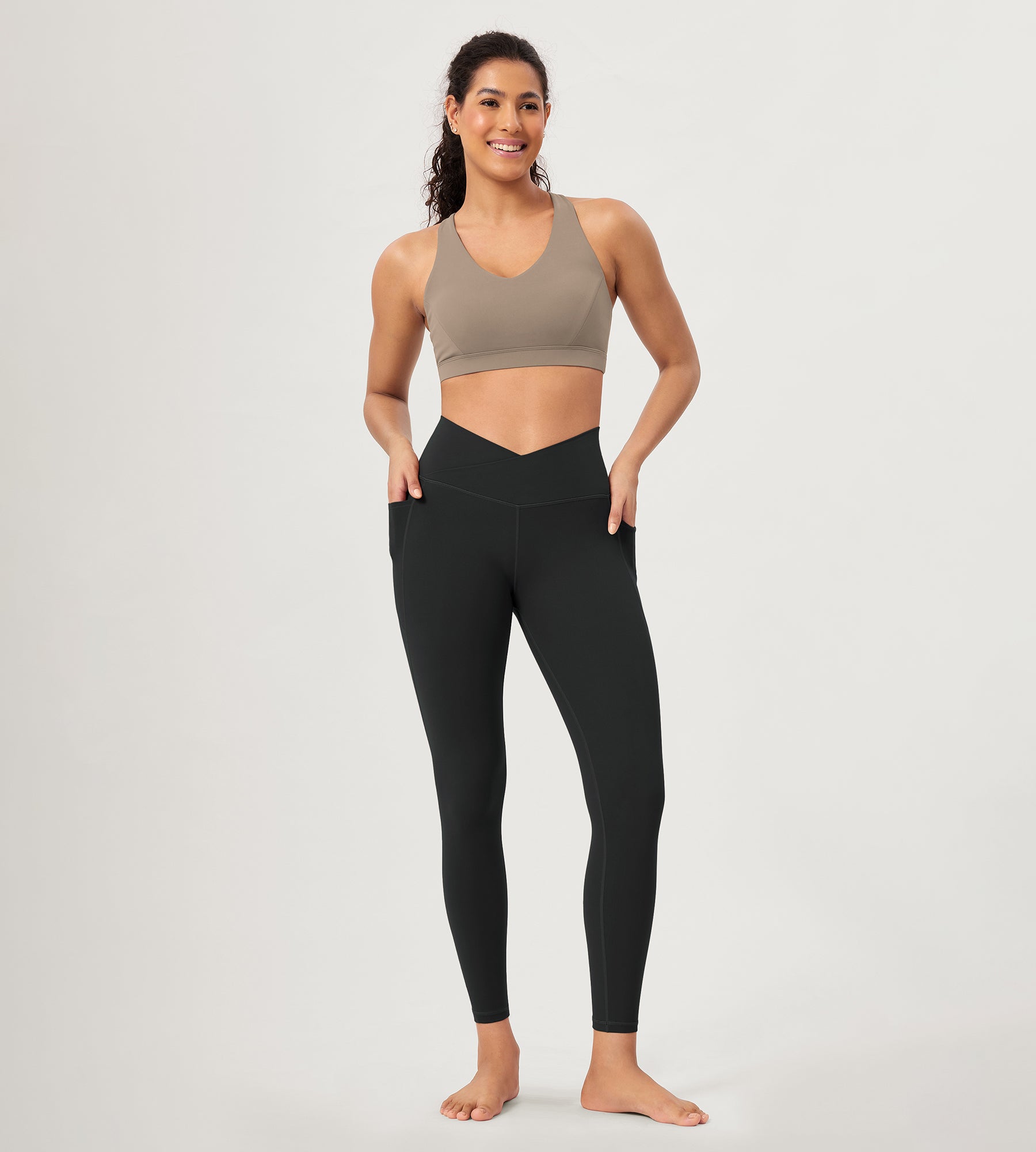 25 ODCLOUD Crossover Lounge Yoga Waist Leggings with Pockets - ododos