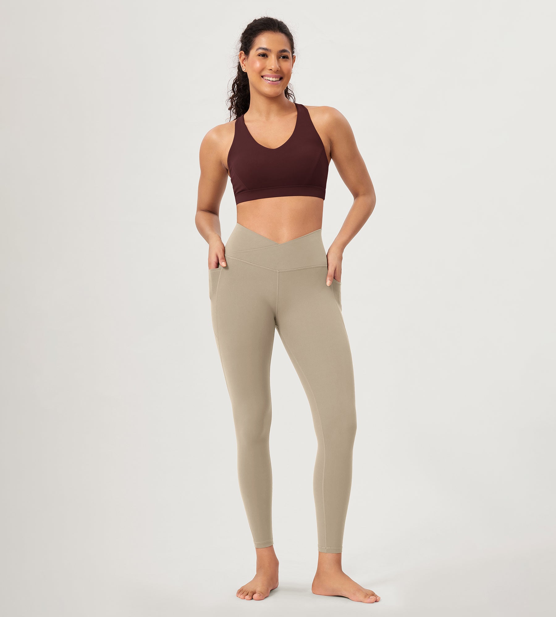 25" ODCLOUD Crossover Lounge Yoga Waist Leggings with Pockets - ododos