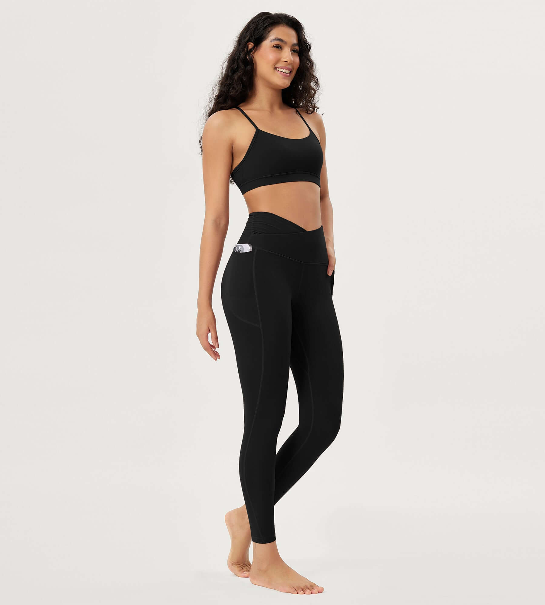 25 / 28 Gathered Crossover Lounge Yoga Leggings with Pockets - ododos