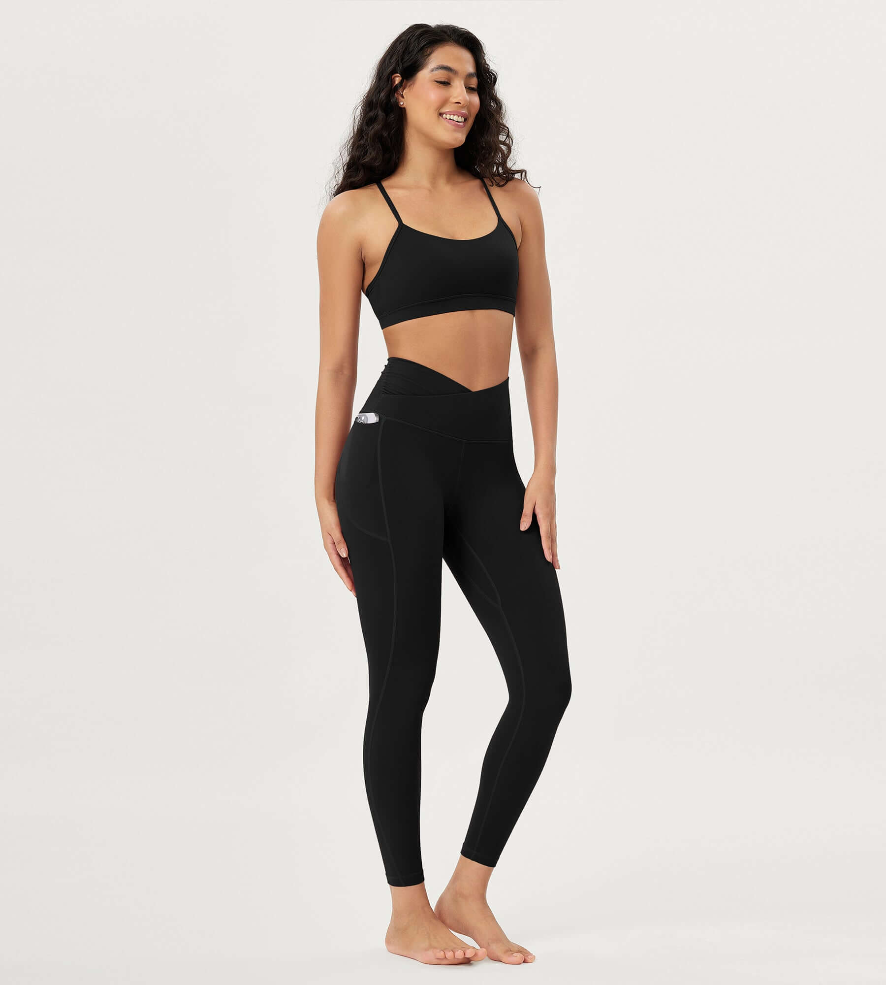 25 / 28 Gathered Crossover Lounge Yoga Leggings with Pockets - ododos