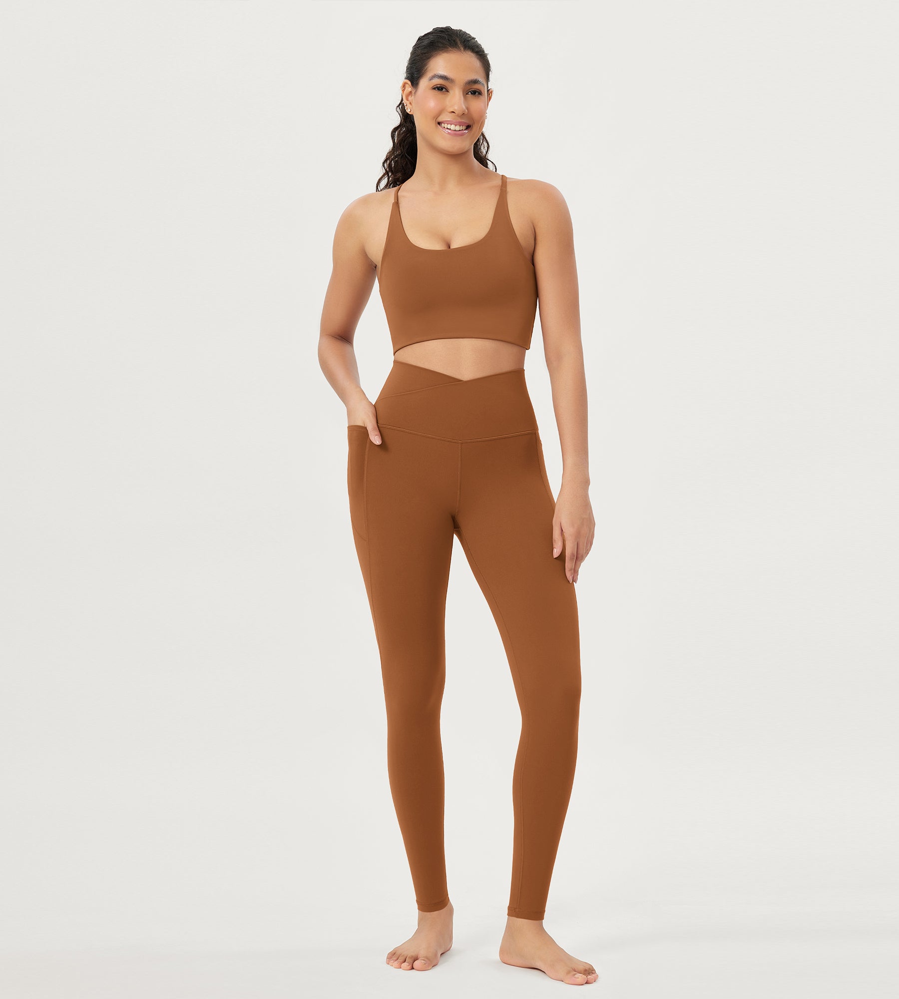 28" Crossover V High Wasit Lounge Leggings with Pockets - ododos