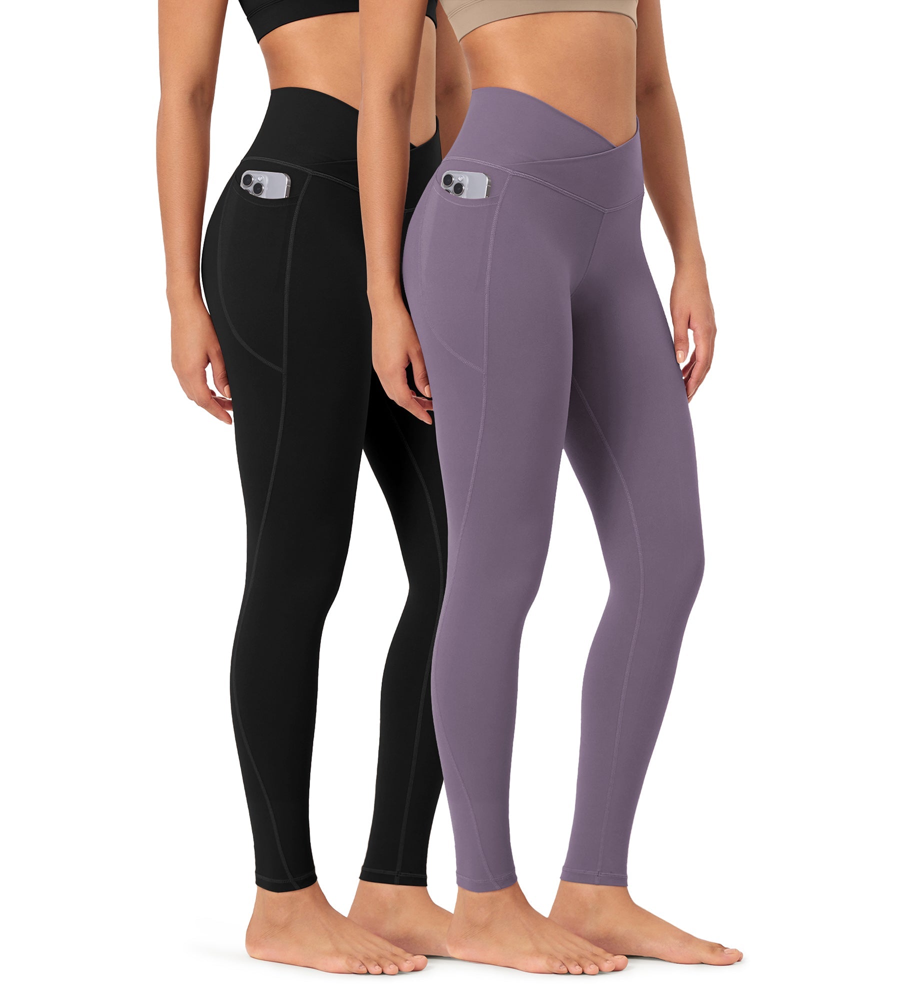 2-Pack 28 ODCLOUD Crossover Lounge Yoga Waist Leggings with Pockets - ododos