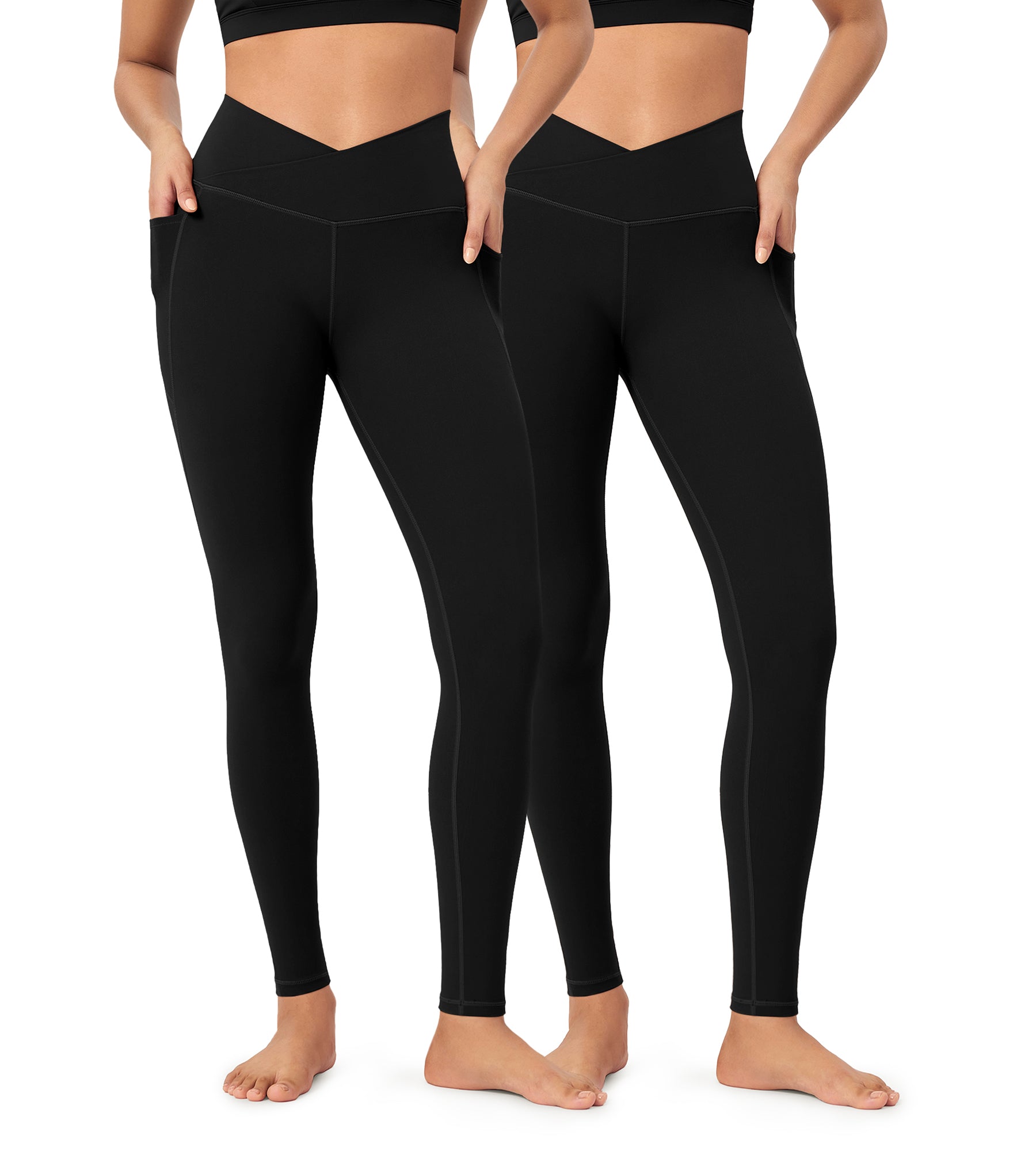 2-Pack 28" ODCLOUD Crossover Lounge Yoga Waist Leggings with Pockets - ododos