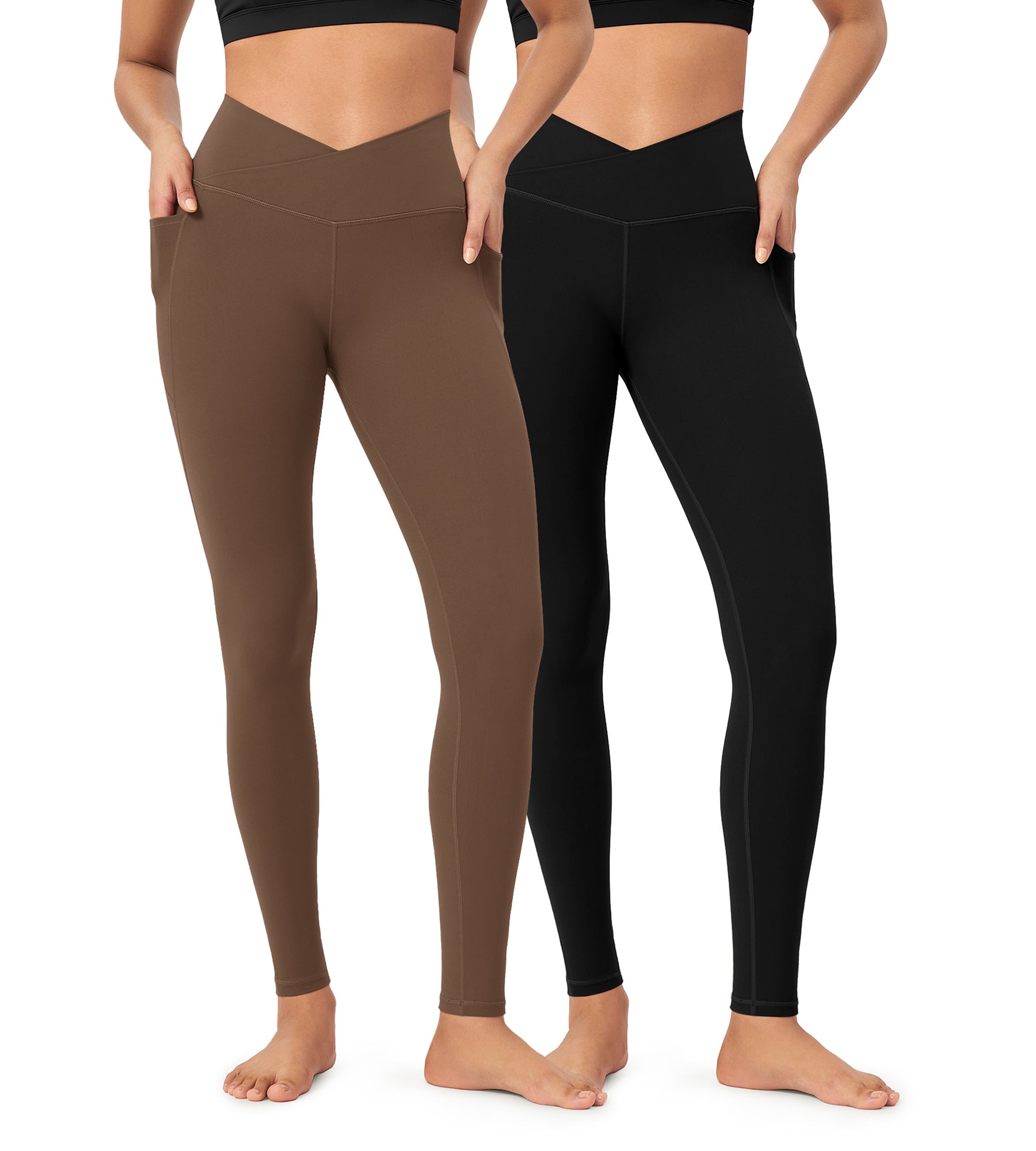 2-Pack 28" ODCLOUD Crossover Lounge Yoga Waist Leggings with Pockets - ododos