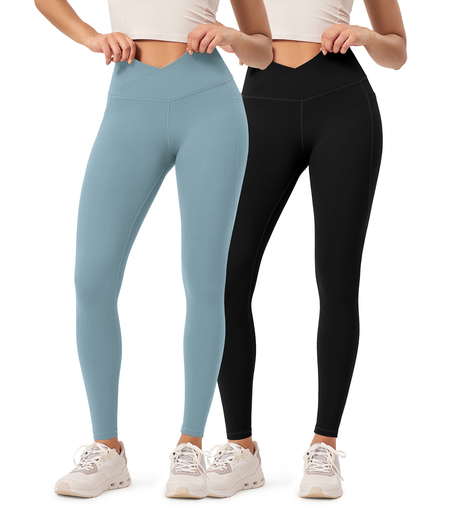 2-Pack 28" ODCLOUD Crossover Lounge Yoga Waist Leggings with Pockets - ododos